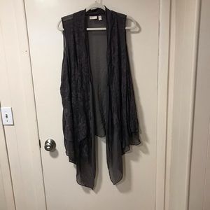 Logo chiffon and lace vest